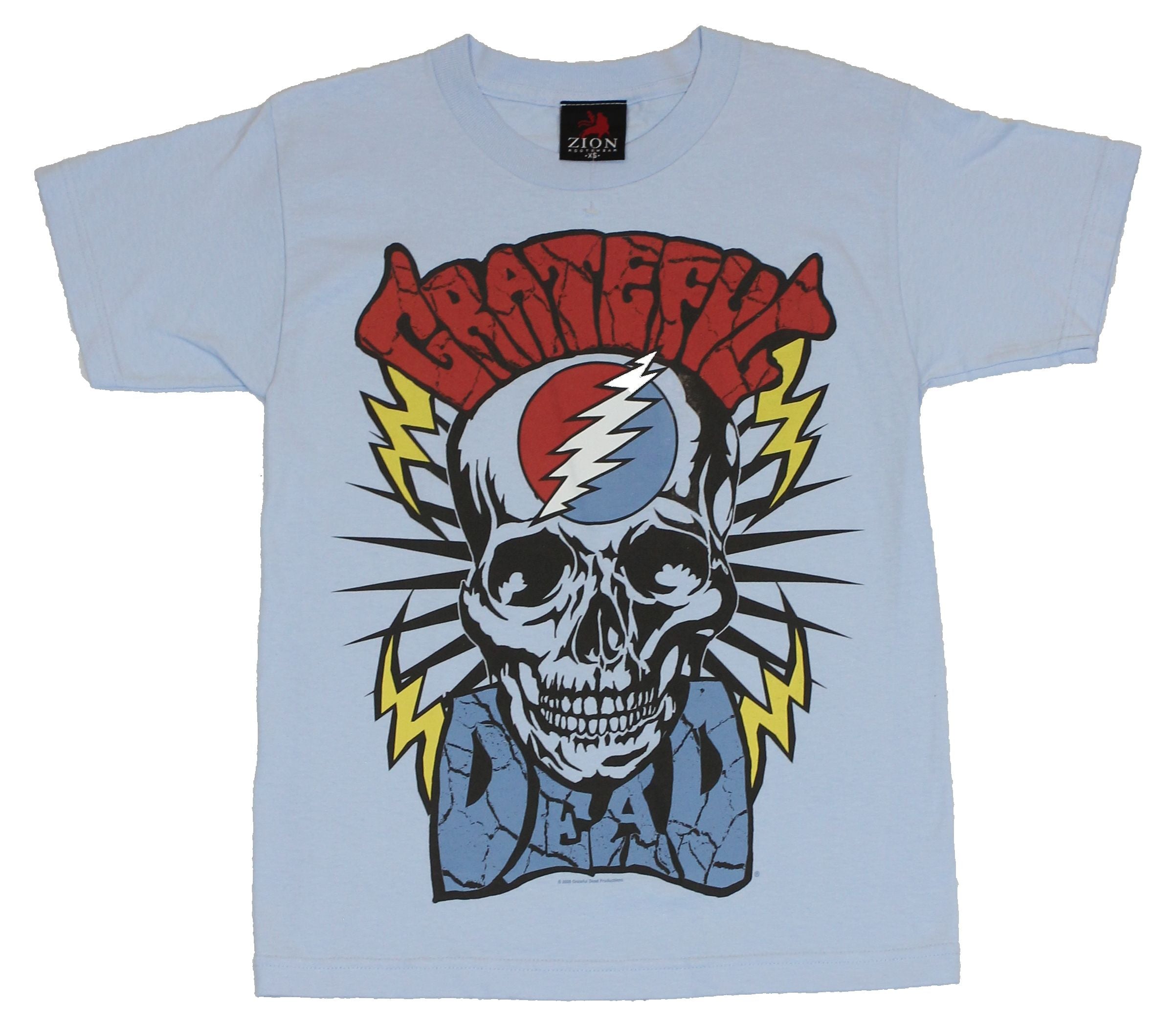 Grateful Dead Mens T-Shirt  - Skeleton Logo on Light Blue [Apparel] Hoodie, Sweatshirt | CiraTrend.com