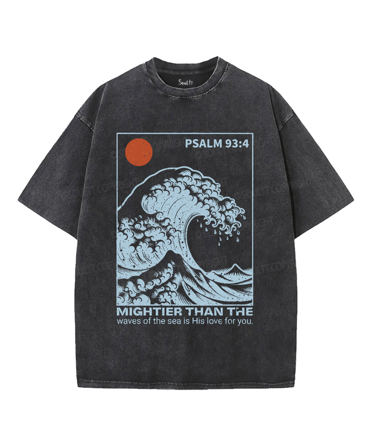 Mightier Than The Waves Unisex Washed Christian T-shirt Style001 Hoodie, Sweatshirt | CiraTrend.com (Image 2)