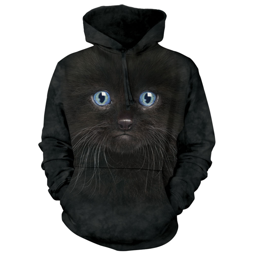 Black Kitten Face Hooded Sweatshirt T-Shirts, Hoodie | CiraTrend.com