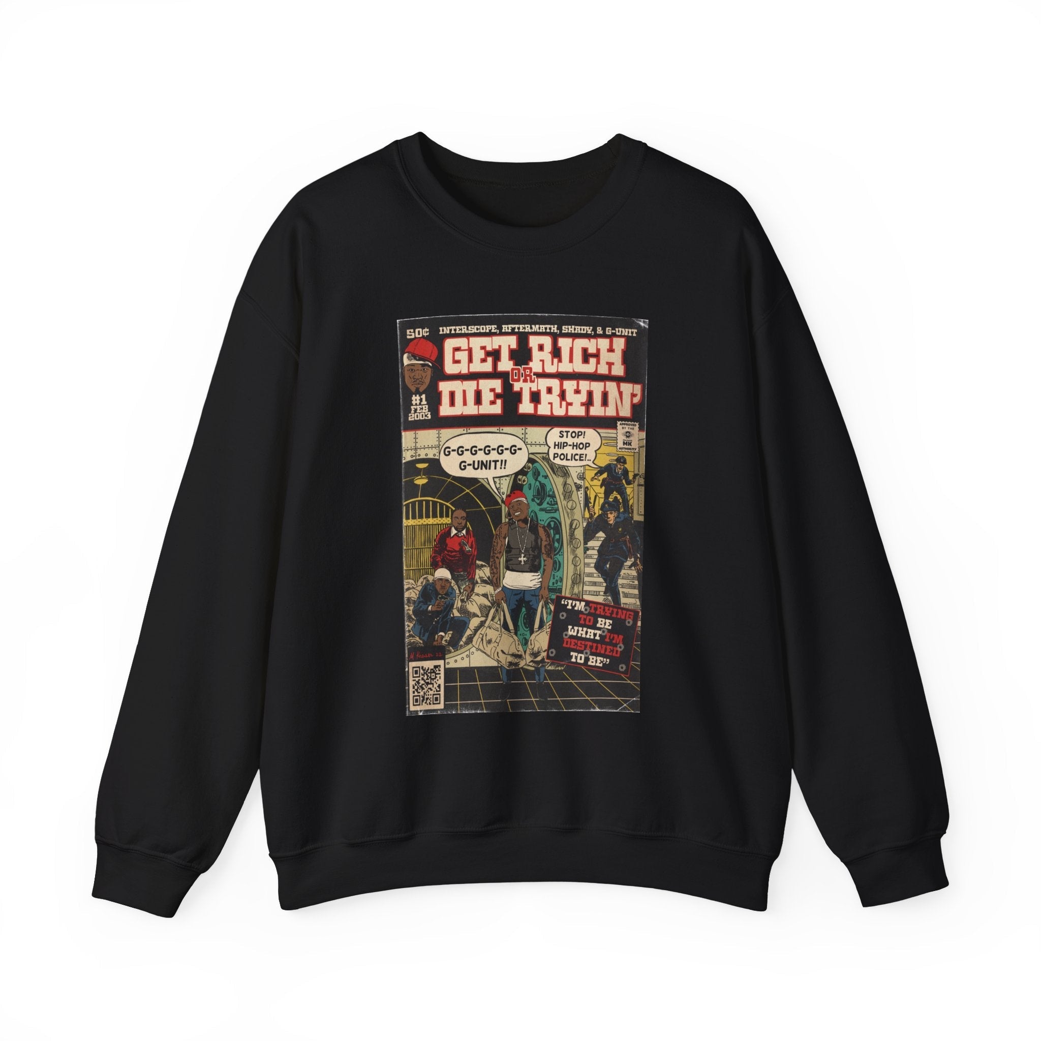 Get Rich Or Die Tryin - Comic Art - Unisex Heavy BlendÃ¢â€žÂ¢ Crewneck Sweatshirt T-Shirts, Hoodie | CiraTrend.com (Image 1)