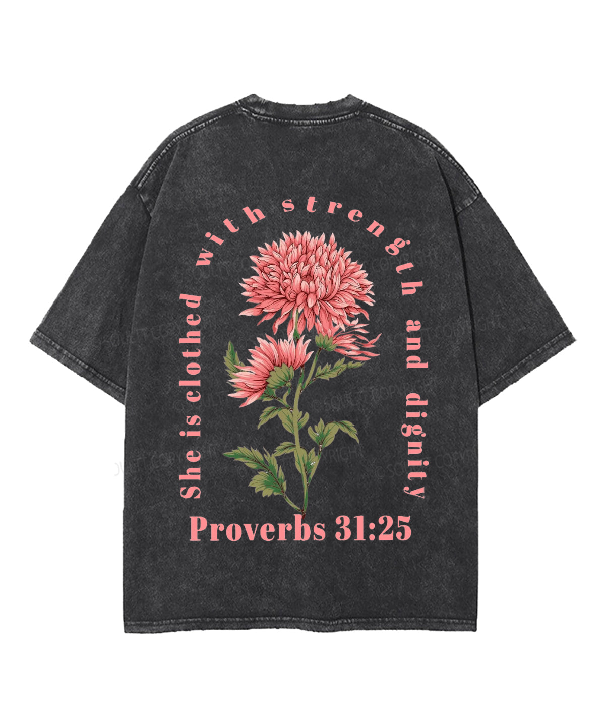She Is Clothed With Strength Double Sided Unisex Washed Christian T-shirt Hoodie, Sweatshirt | CiraTrend.com (Image 3)
