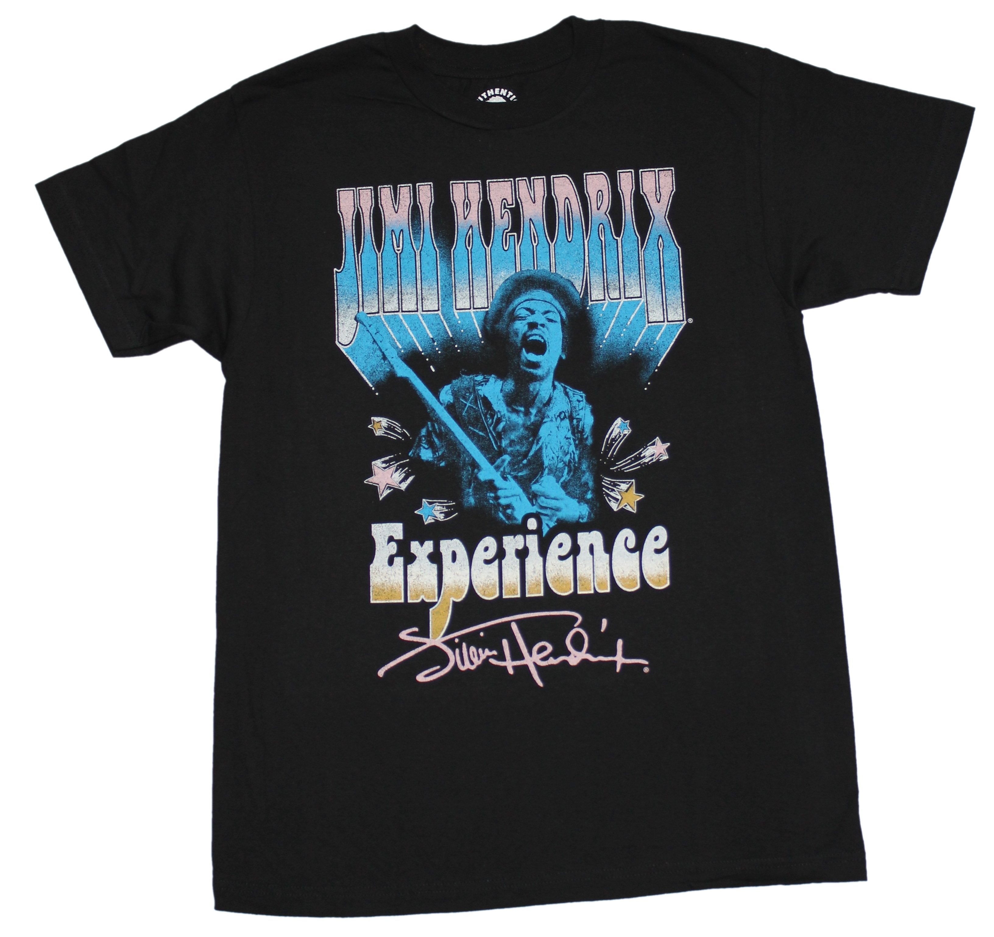 Jimi Hendrix Experience Mens T-Shirt - Blue Print Jimi & Logo Hoodie, Sweatshirt | CiraTrend.com