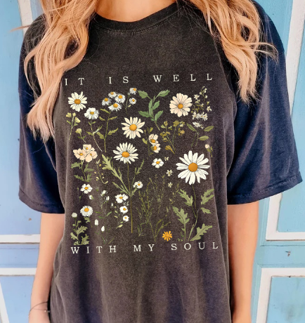 It Is Well With My Soul Unisex Washed Christian T-shirt Style007 Hoodie, Sweatshirt | CiraTrend.com (Image 1)