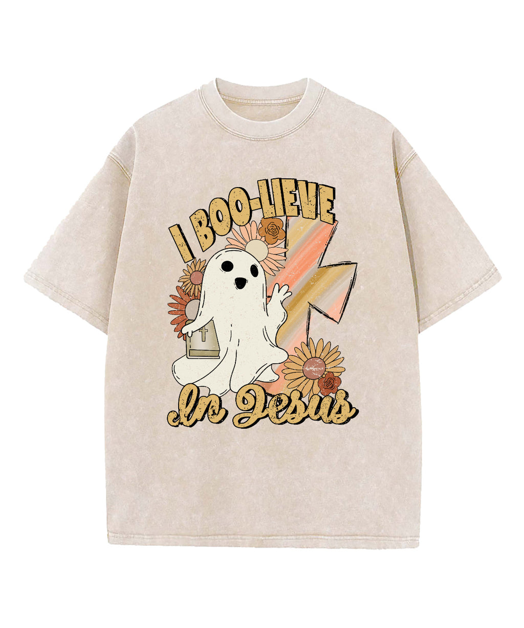 I Boo-Lieve In Jesus Washed Christian T-shirt Hoodie, Sweatshirt | CiraTrend.com (Image 4)