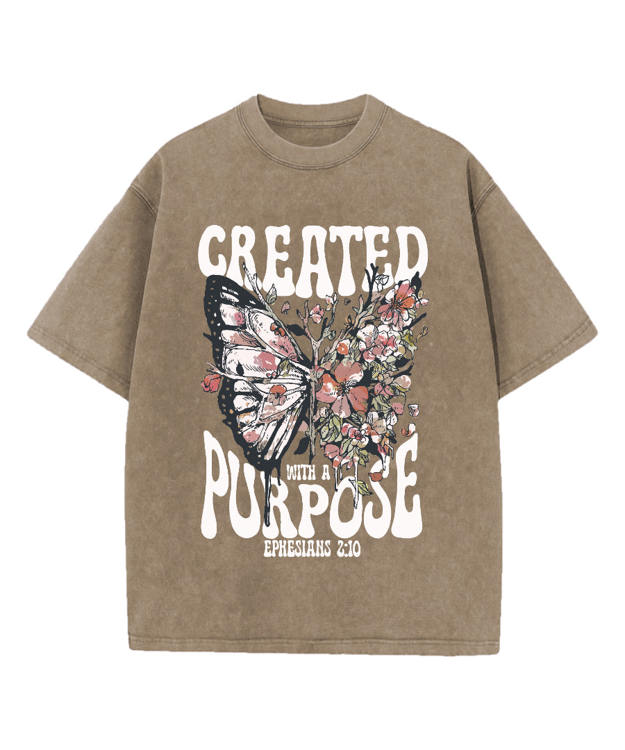 Created With A Purpose Washed Christian T-shirt Hoodie, Sweatshirt | CiraTrend.com (Image 5)