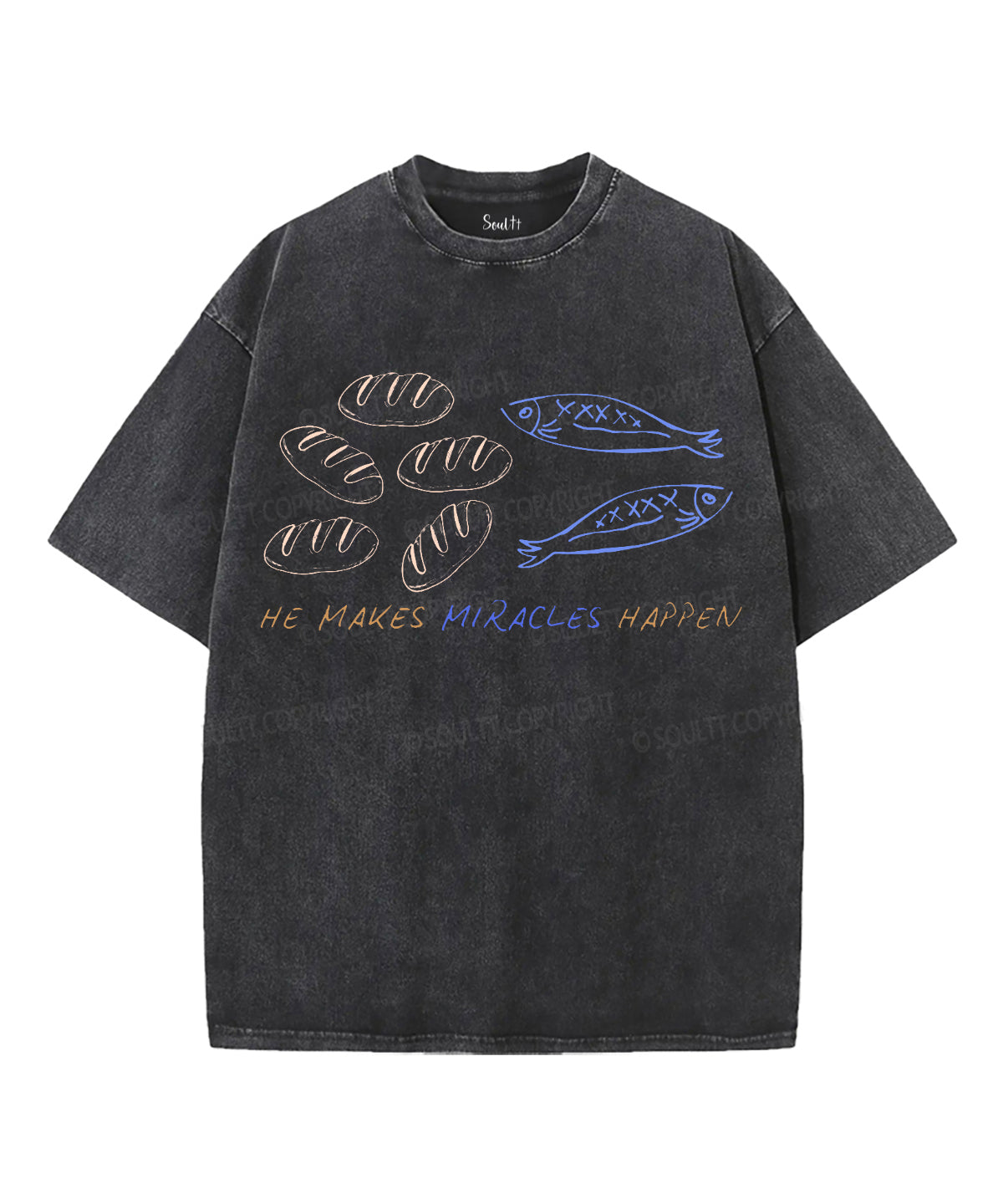 Fish And Bread Unisex Washed Christian T-shirt Hoodie, Sweatshirt | CiraTrend.com (Image 1)