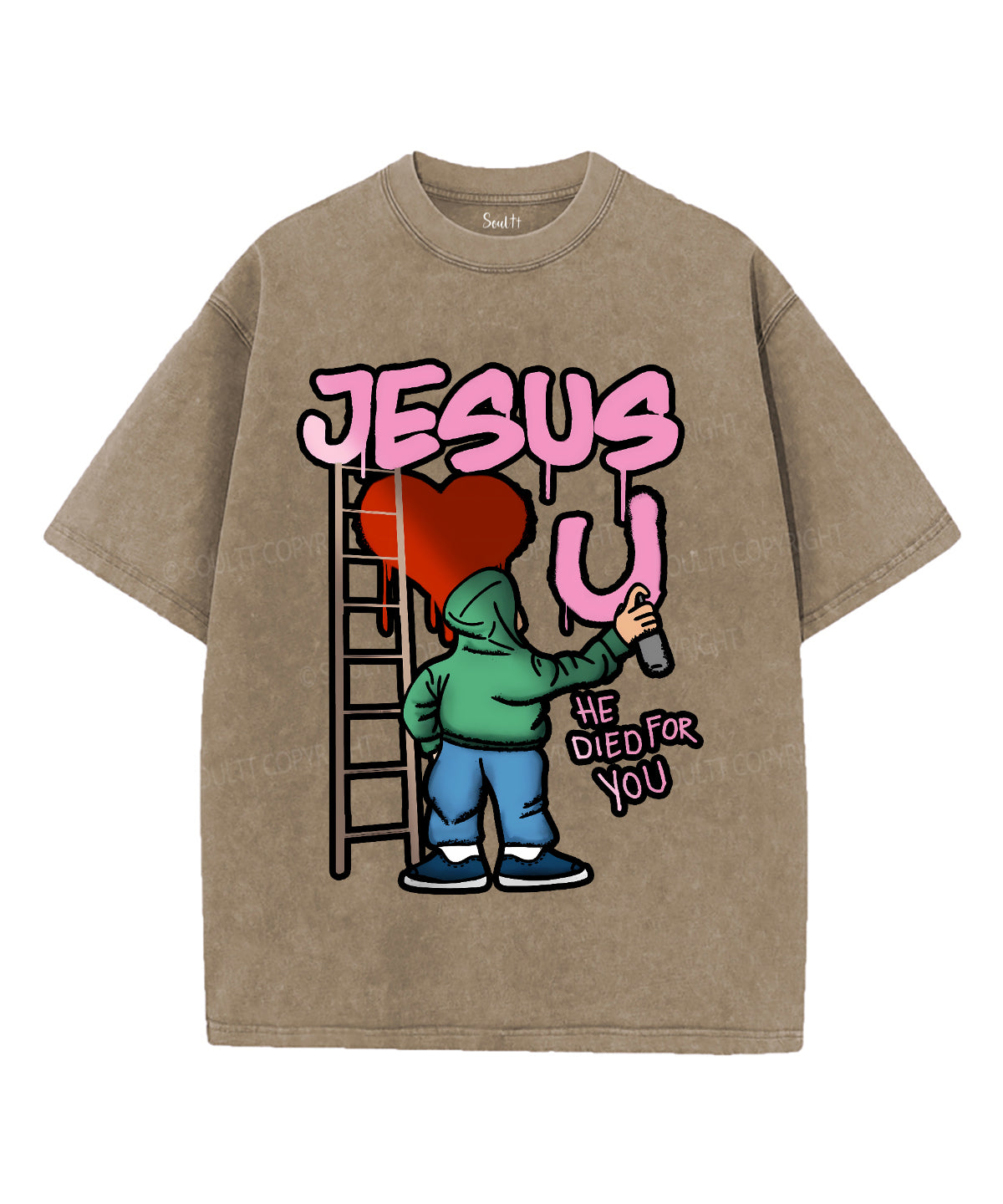 Jesus Love U Unisex Washed Christian T-shirt Hoodie, Sweatshirt | CiraTrend.com (Image 5)