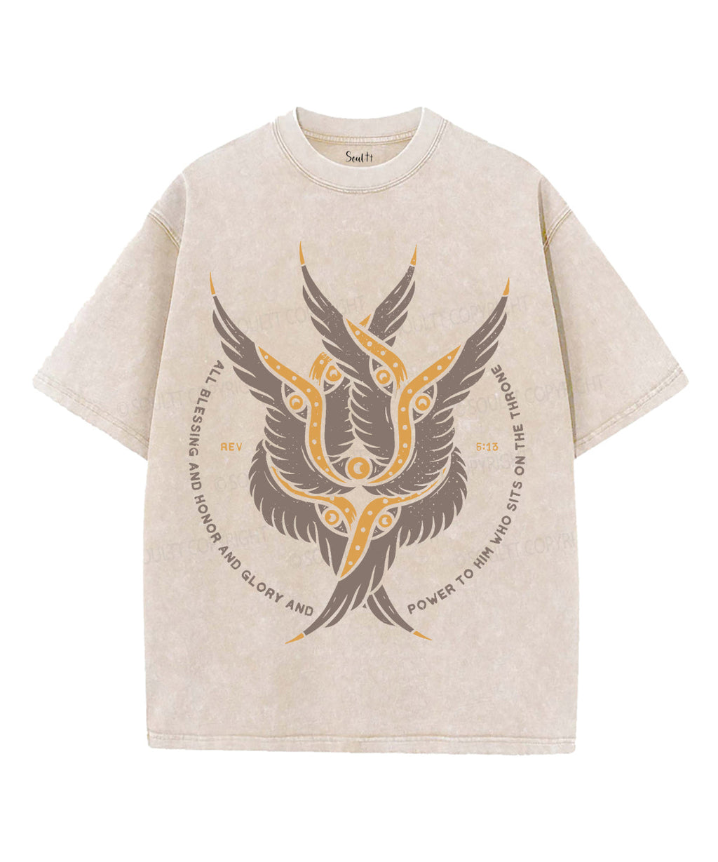 All Blessing And Honor And Glory And Power Unisex Washed Christian T-shirt Hoodie, Sweatshirt | CiraTrend.com (Image 2)