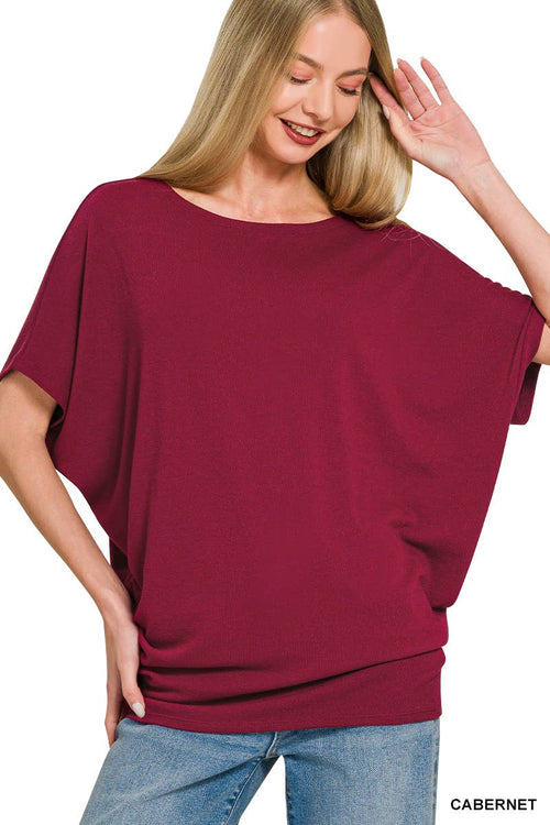 0319 Hacci Dolman Sleeve Boat Neck Top SI-29615