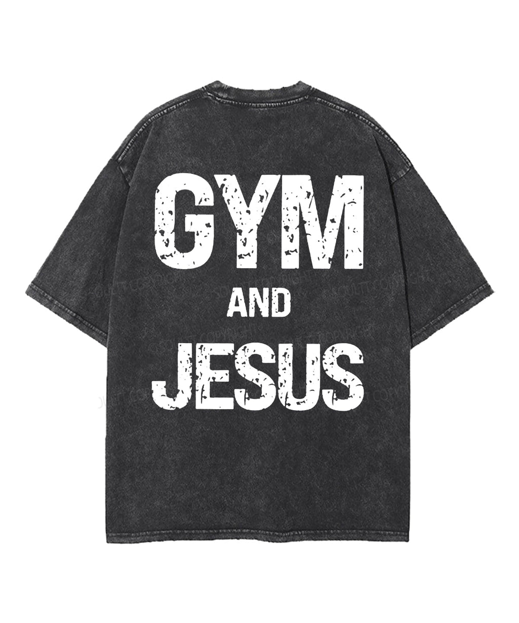 Gym And Jesus Double Sided Unisex Washed Christian T-shirt Hoodie, Sweatshirt | CiraTrend.com (Image 4)