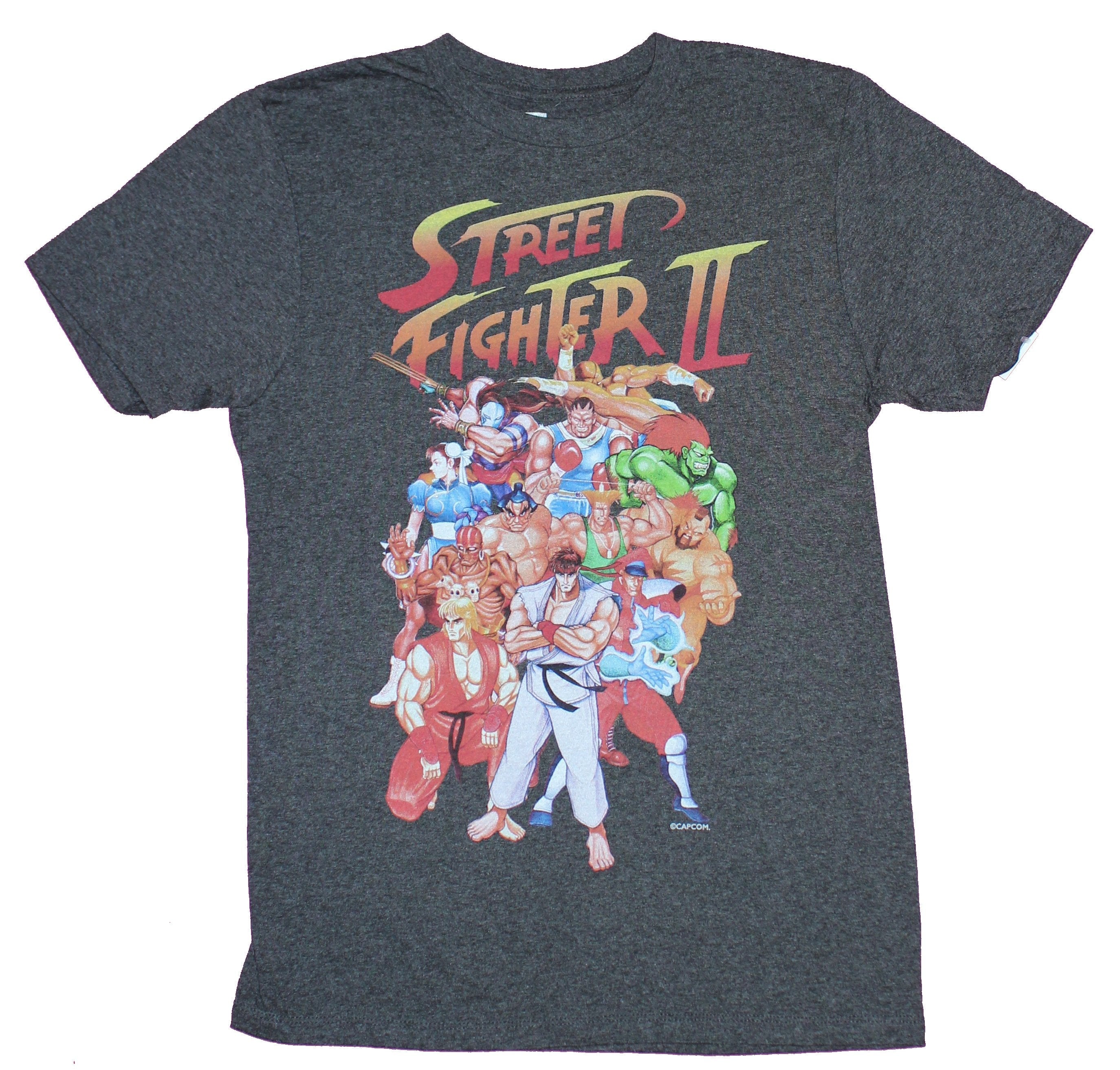 Street Fighter II Mens T-Shirt - Massive Character Cast Under Logo Hoodie, Sweatshirt | CiraTrend.com