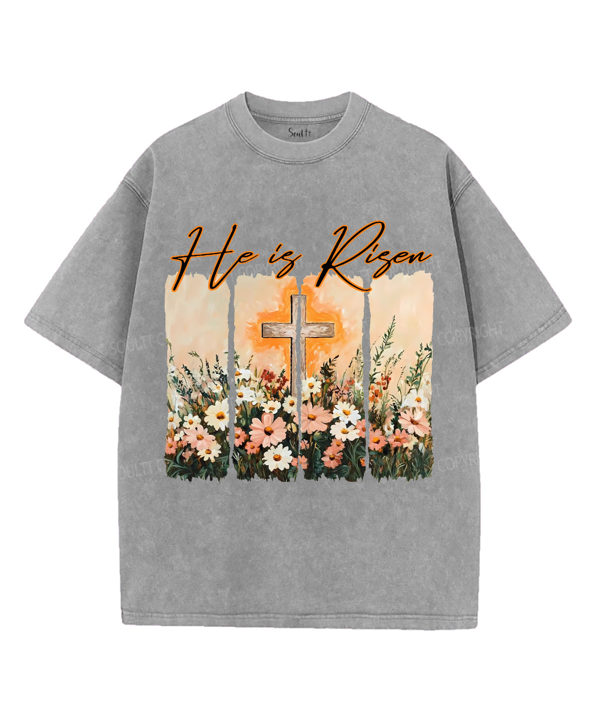 His Is Risen Unisex Washed Christian T-shirt Hoodie, Sweatshirt | CiraTrend.com (Image 2)