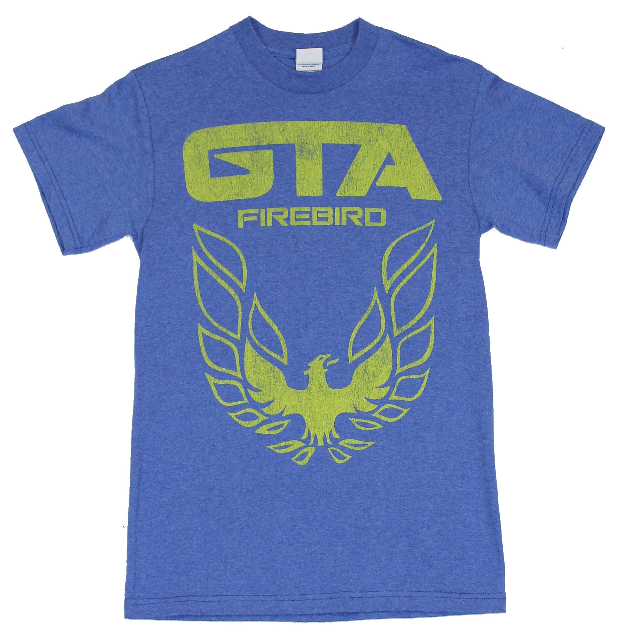 Pontiac Firebird Mens T Shirt - Distressed GTA Firebird Logo on Blue Hoodie, Sweatshirt | CiraTrend.com
