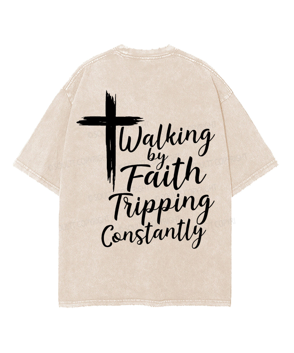 Walking By Faith Triping Constantly Double Sided Unisex Washed Christian T-shirt Hoodie, Sweatshirt | CiraTrend.com (Image 3)