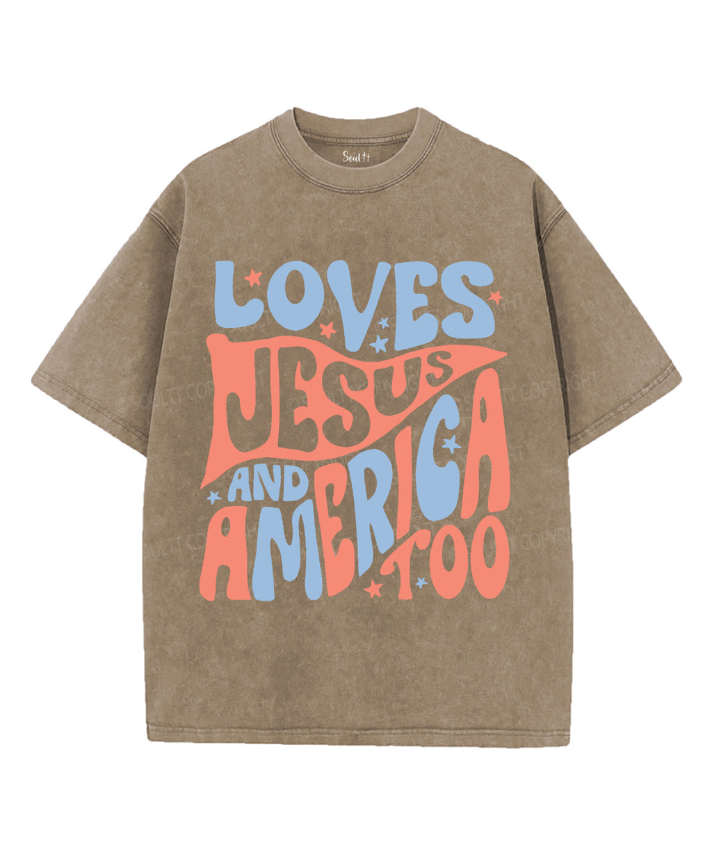 Love Jesus And America Too Unisex Washed Christian T-shirt Hoodie, Sweatshirt | CiraTrend.com (Image 5)