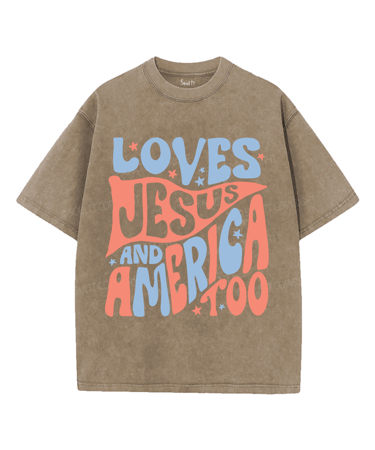 Love Jesus And America Too Unisex Washed Christian T-shirt Hoodie, Sweatshirt | CiraTrend.com (Image 5)