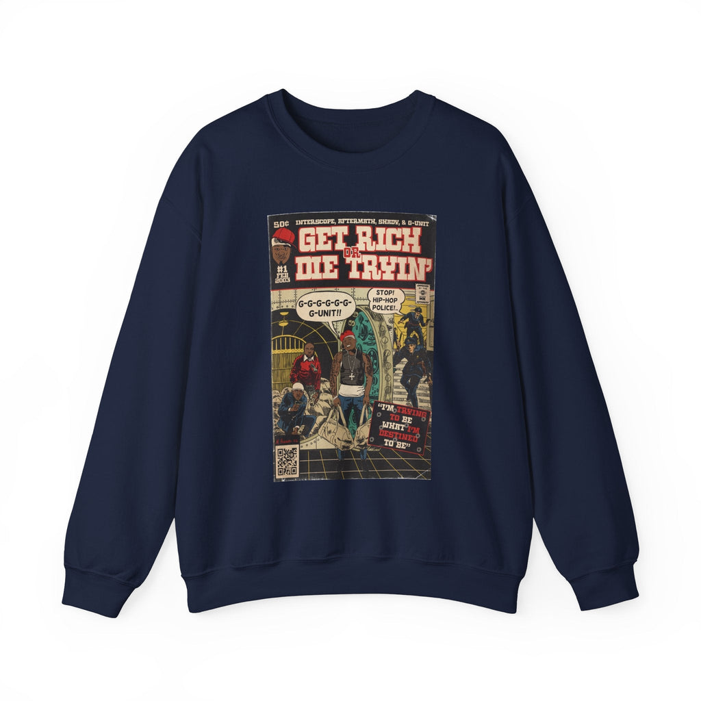 Get Rich Or Die Tryin - Comic Art - Unisex Heavy BlendÃ¢â€žÂ¢ Crewneck Sweatshirt T-Shirts, Hoodie | CiraTrend.com (Image 2)