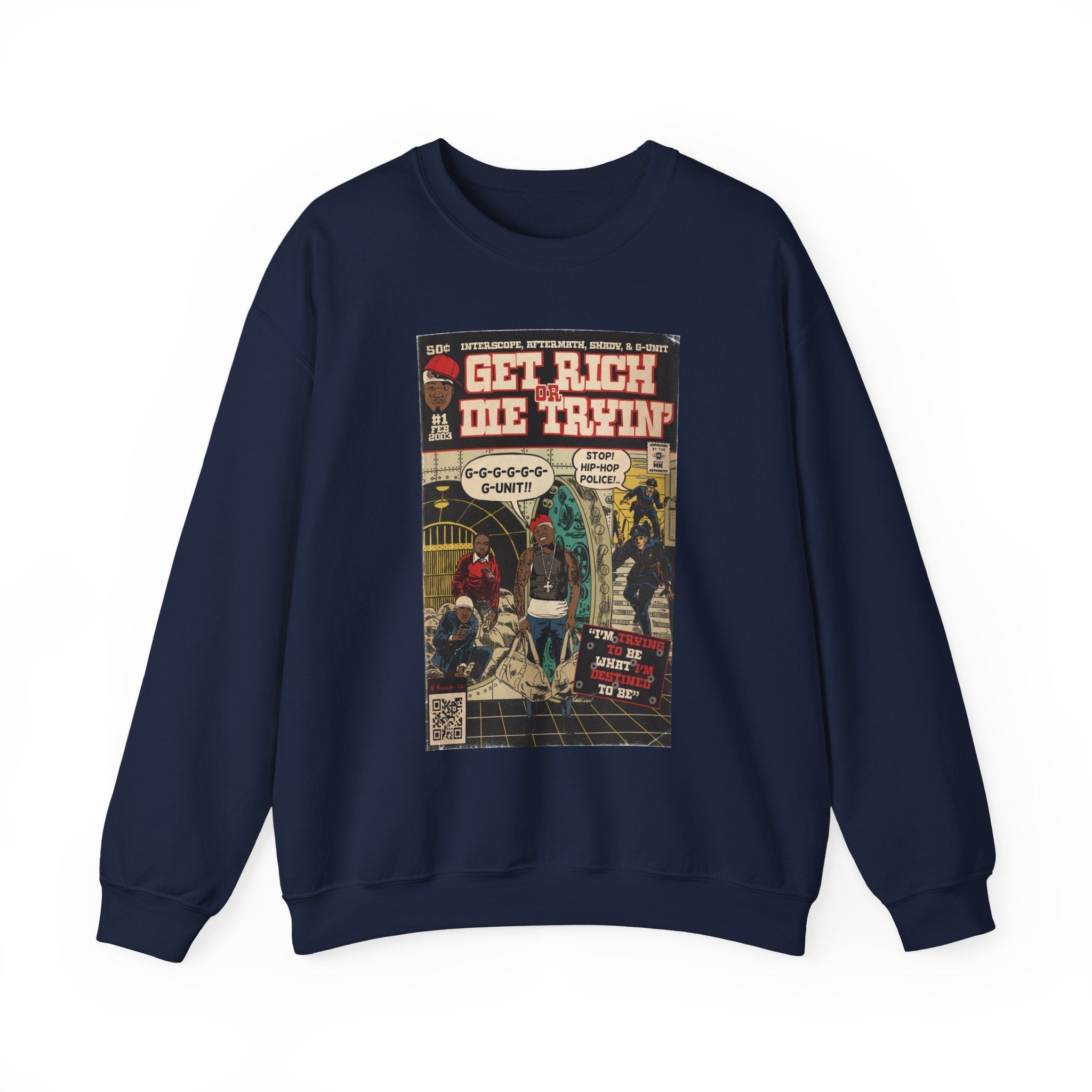 Get Rich Or Die Tryin - Comic Art - Unisex Heavy BlendÃ¢â€žÂ¢ Crewneck Sweatshirt T-Shirts, Hoodie | CiraTrend.com (Image 2)