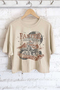 Faster Rider Motorcycle Vintage Graphic Long Crop Top