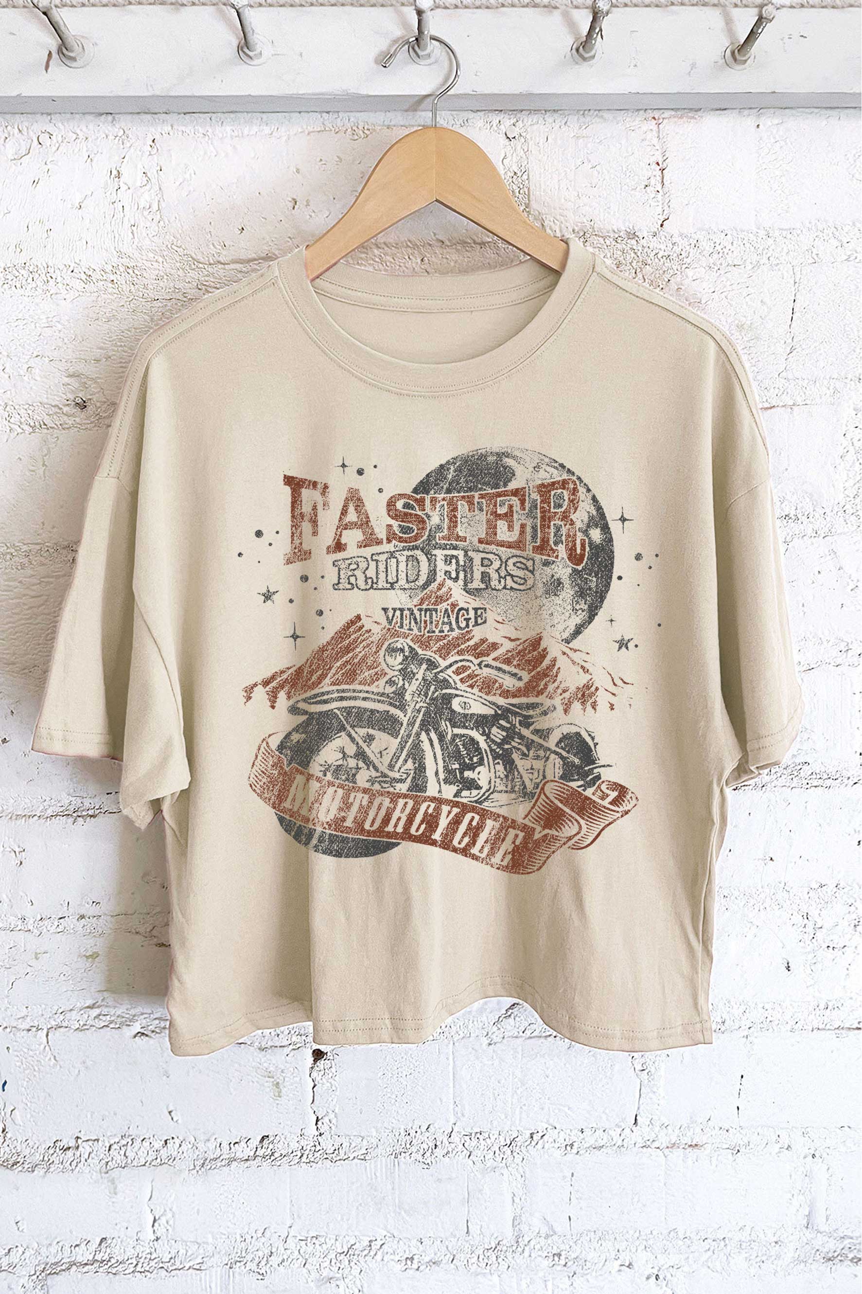 Faster Rider Motorcycle Vintage Graphic Long Crop Top