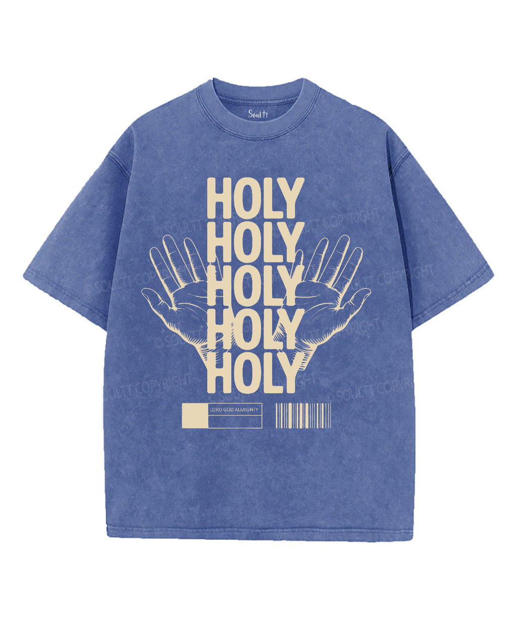 Holy Holy Unisex Washed Christian T-shirt Hoodie, Sweatshirt | CiraTrend.com (Image 4)