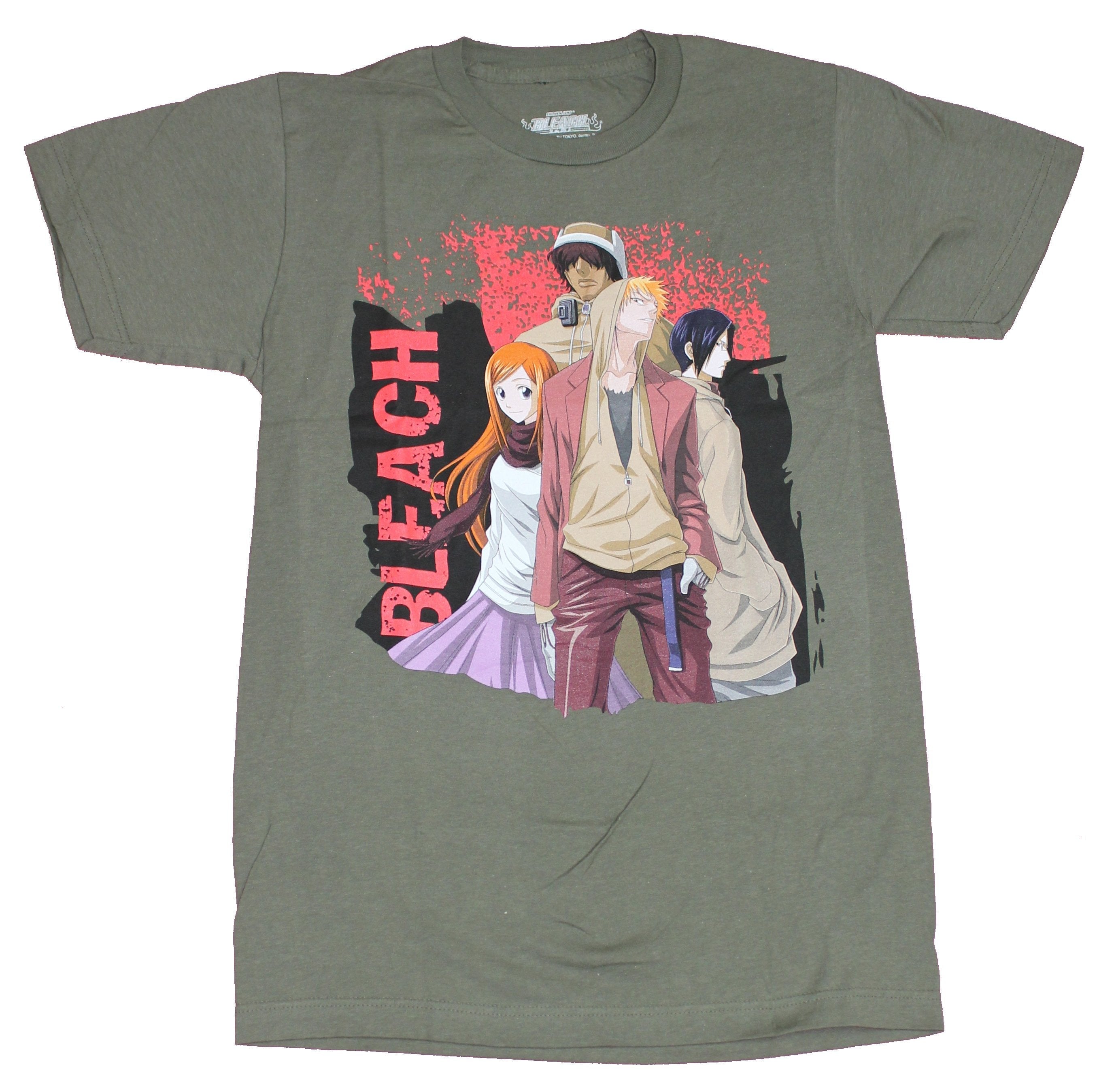 Bleach Mens T-Shirt - Casual Character Group Next To Vertical Name Hoodie, Sweatshirt | CiraTrend.com