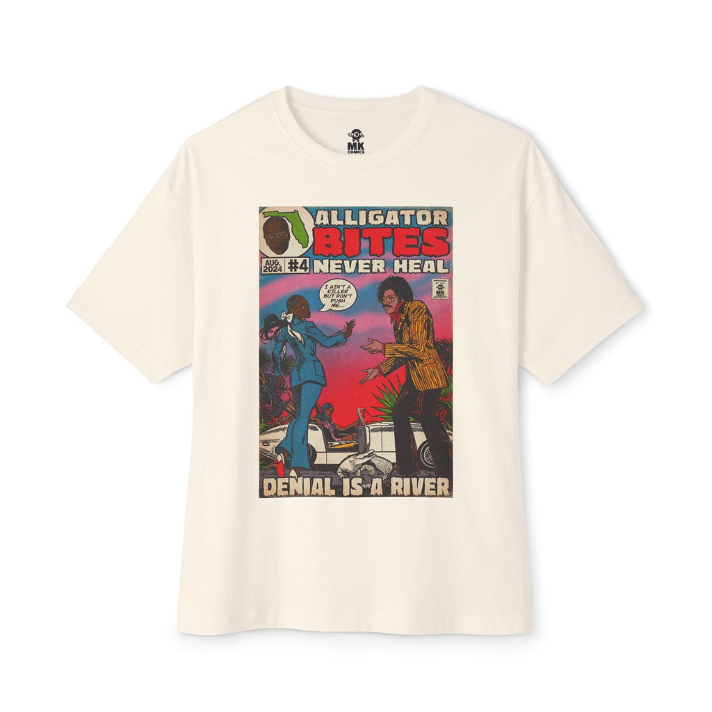 Denial is a River - Alligator Bites - Unisex Oversized Boxy Tee Hoodie, Sweatshirt | CiraTrend.com (Image 1)
