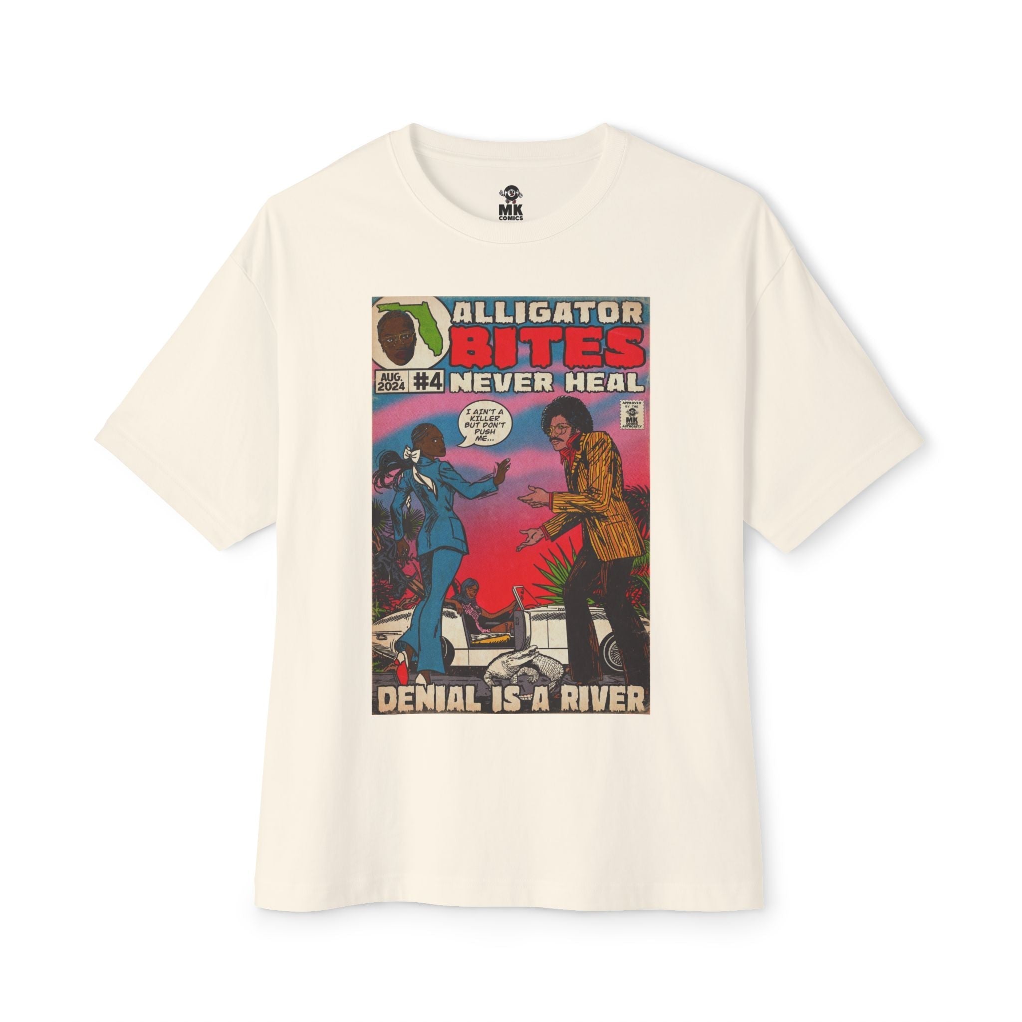 Denial is a River - Alligator Bites - Unisex Oversized Boxy Tee Hoodie, Sweatshirt | CiraTrend.com (Image 1)