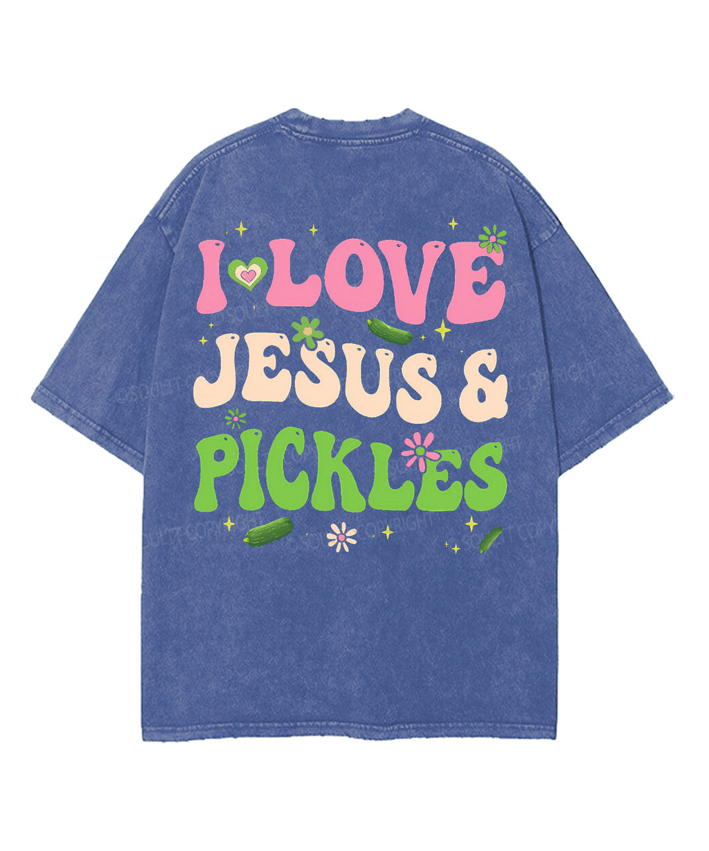 Love Jesus And Love Pickles Double Sided Unisex Washed Christian T-shirt Hoodie, Sweatshirt | CiraTrend.com (Image 4)
