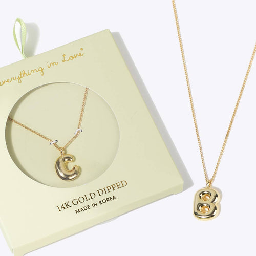 14K Dipped Bubble Alphabet Letter Pendant Necklace