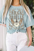 Rock and Roll Rose Graphic Mineral Long Crop Top