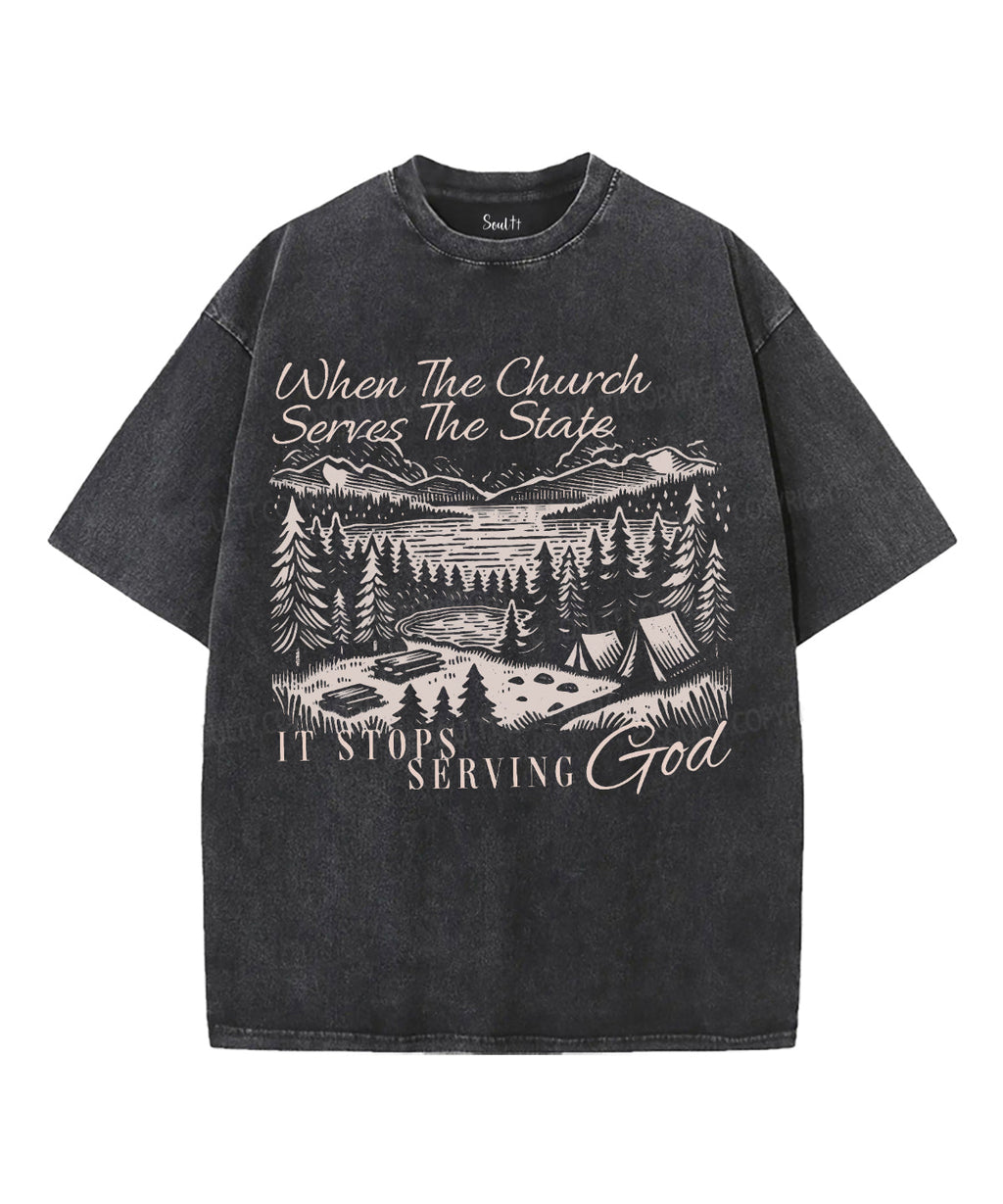 It Stops Serving God Unisex Washed Christian T-shirt Hoodie, Sweatshirt | CiraTrend.com (Image 1)