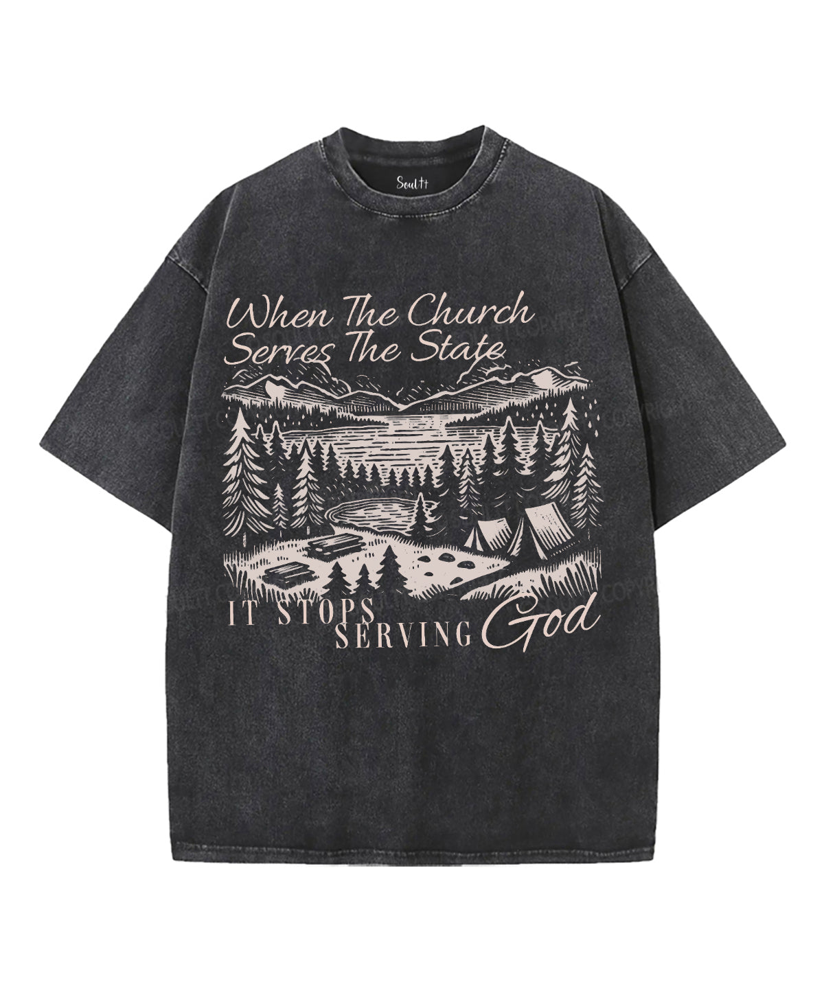It Stops Serving God Unisex Washed Christian T-shirt Hoodie, Sweatshirt | CiraTrend.com (Image 1)