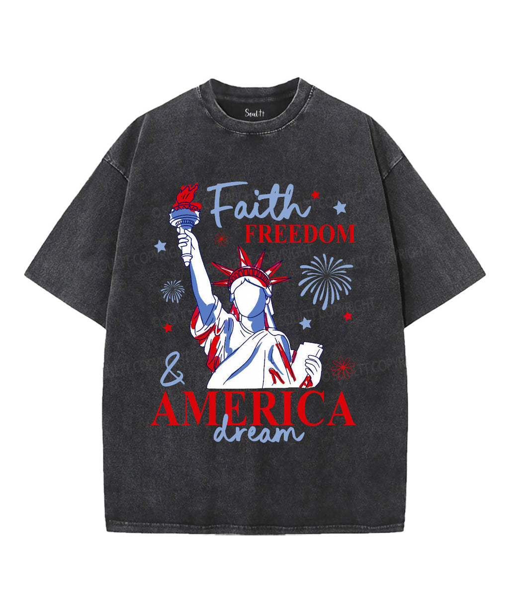 Faith Freedom Unisex Washed Christian T-shirt Hoodie, Sweatshirt | CiraTrend.com (Image 1)
