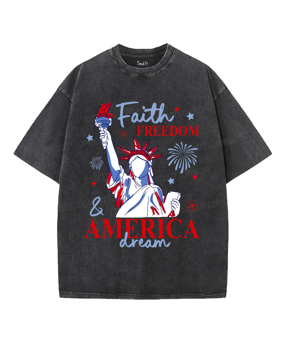 Faith Freedom Unisex Washed Christian T-shirt Hoodie, Sweatshirt | CiraTrend.com (Image 1)