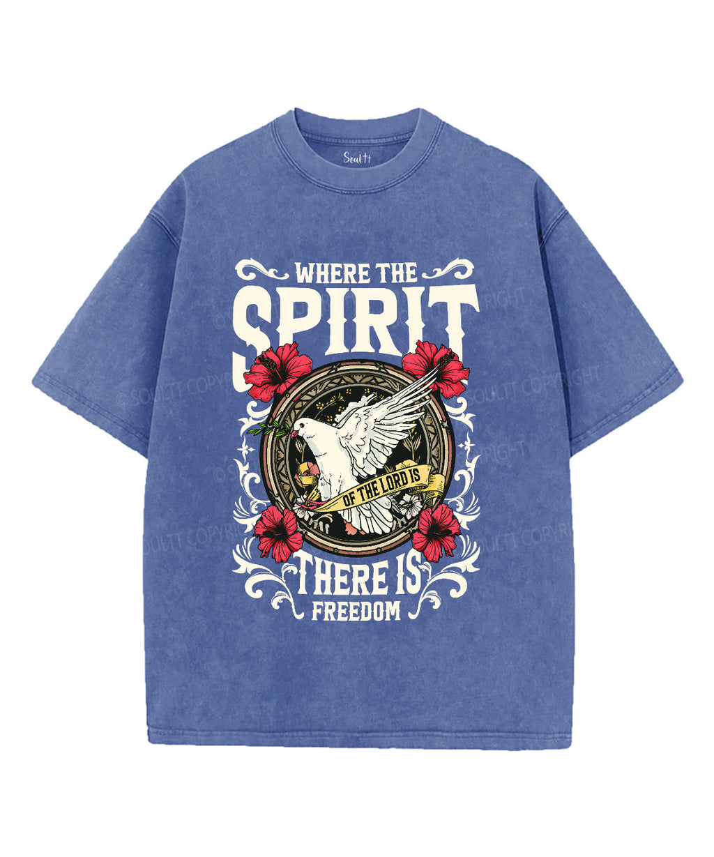 Where The Spirit There Is Freedom Unisex Washed Christian T-shirt Hoodie, Sweatshirt | CiraTrend.com (Image 3)