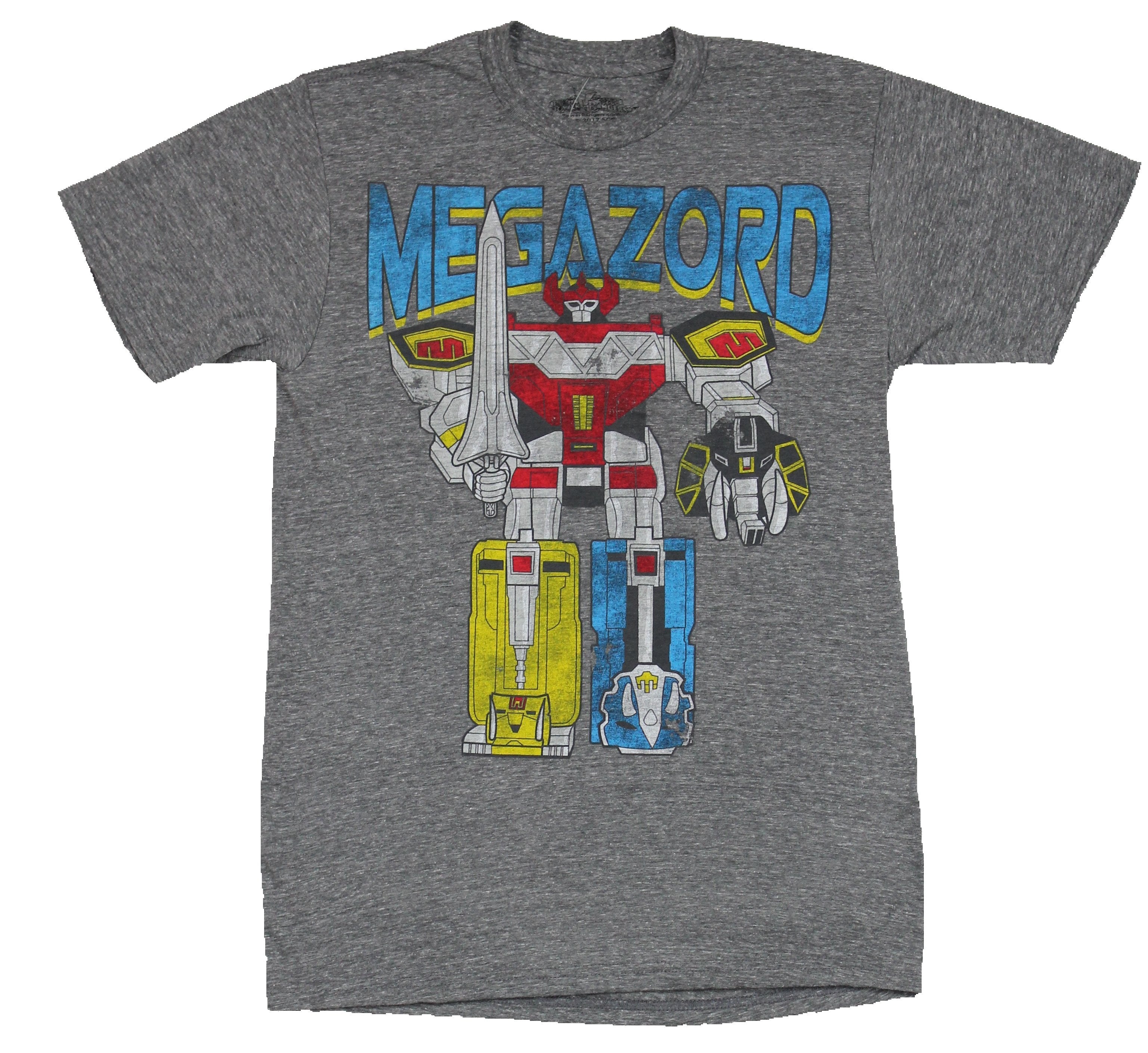 Mighty Morphin Power Rangers Mens T-Shirt - Megazord Assembled Distressed Under Name Image Hoodie, Sweatshirt | CiraTrend.com