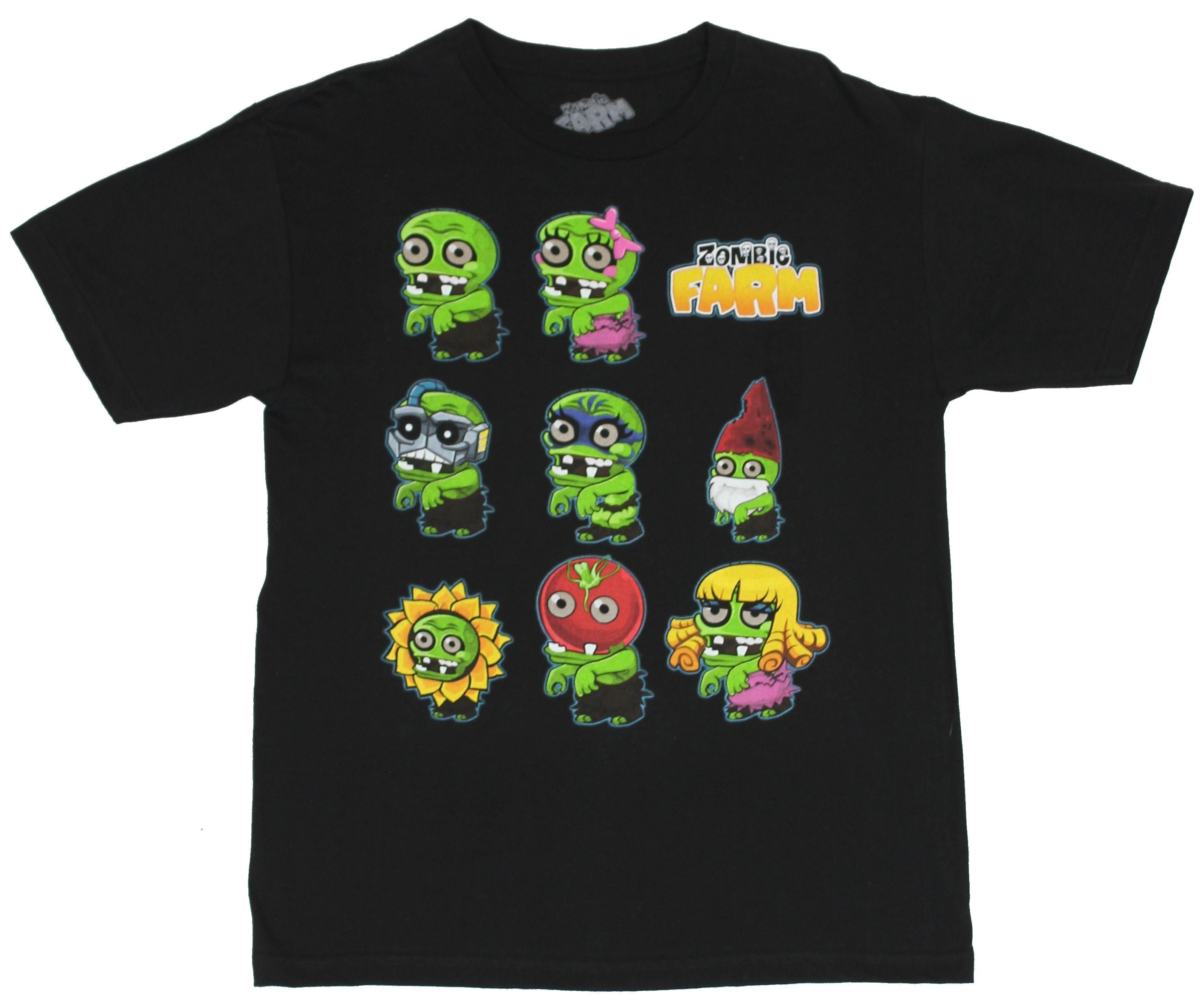 Zombie Farm Mens T-Shirt  - Zombies of Many Colors on Black Hoodie, Sweatshirt | CiraTrend.com