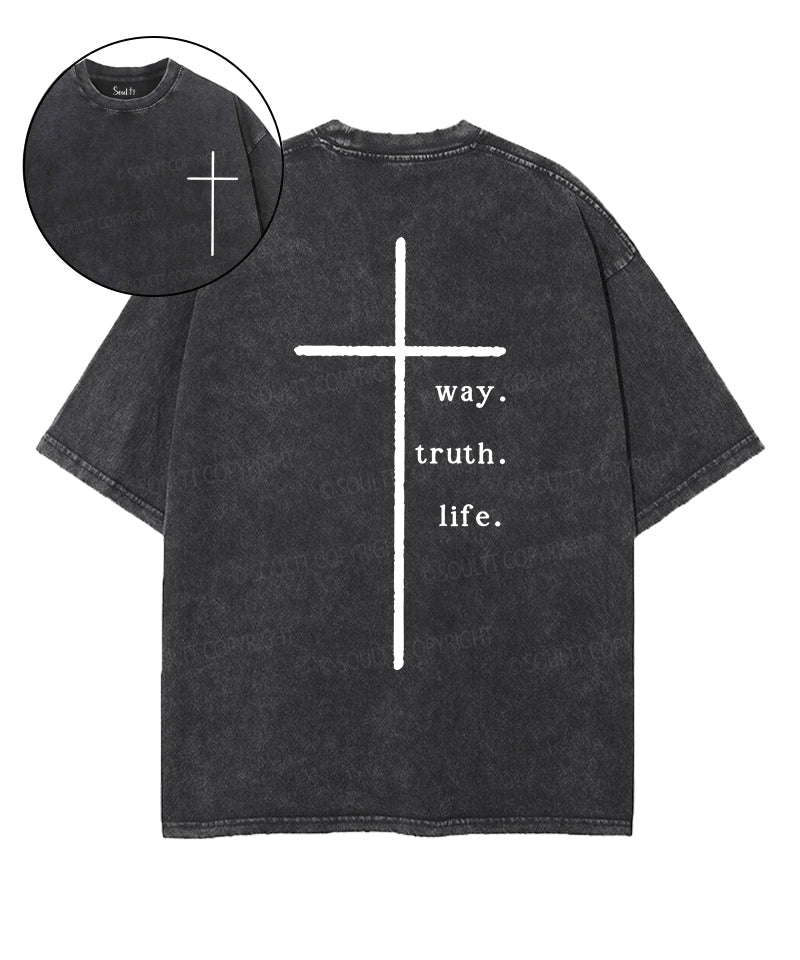 He Is The Way Unisex Washed Christian T-shirt Hoodie, Sweatshirt | CiraTrend.com (Image 1)