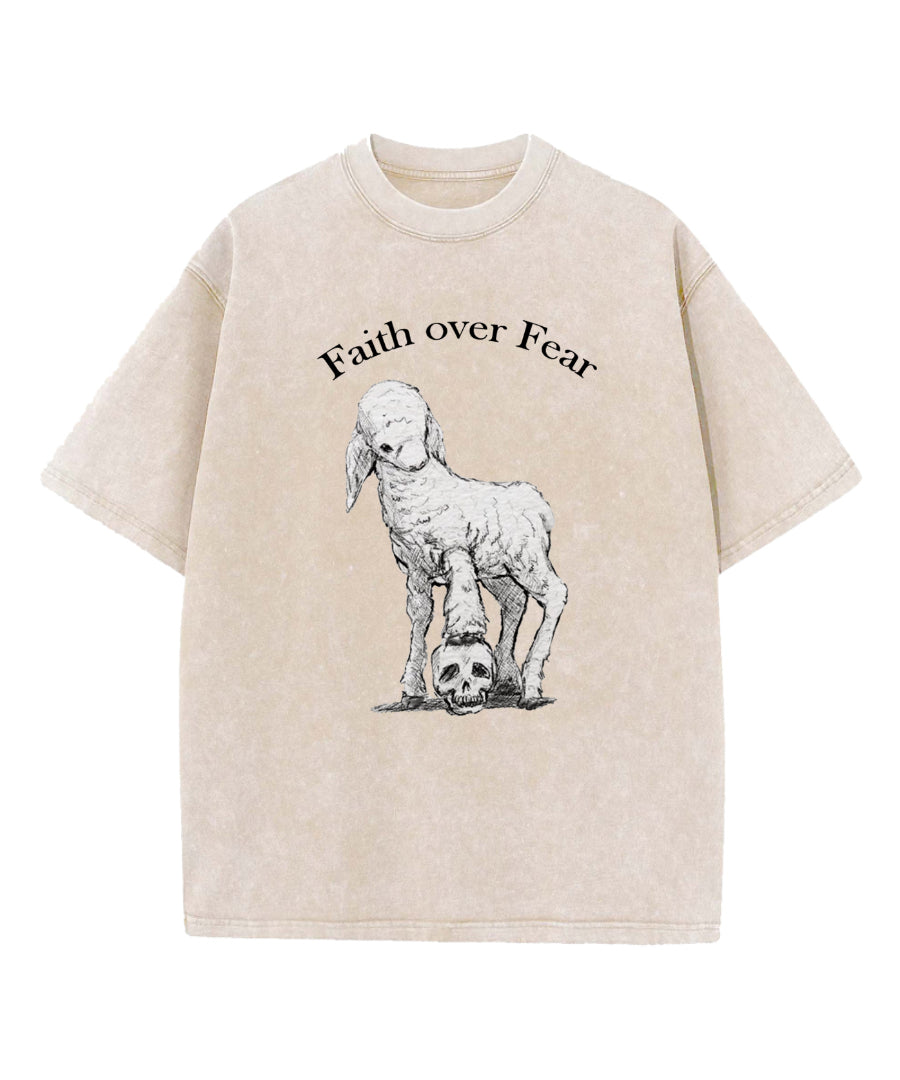 Faith Over Fear Washed Christian T-shirt Hoodie, Sweatshirt | CiraTrend.com (Image 4)