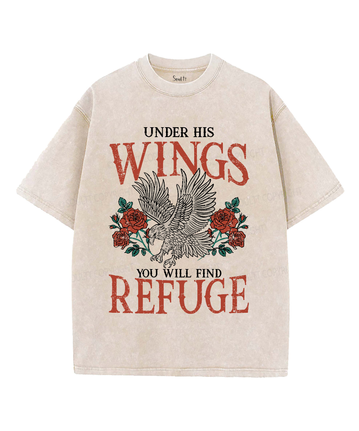 Under His Wings Washed Christian T-shirt Hoodie, Sweatshirt | CiraTrend.com (Image 1)
