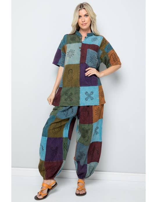 Mixed Patchworks Harem Pants (KT-1298)