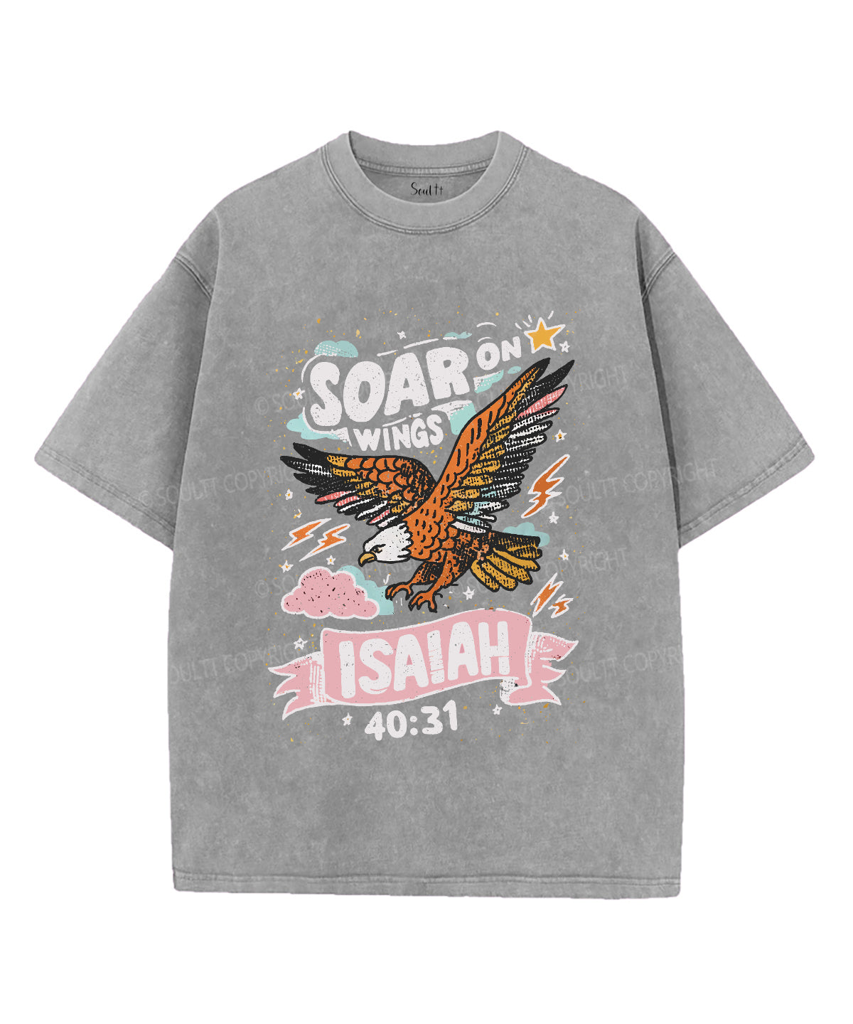 Soar on Wings Unisex Washed Christian T-shirt Hoodie, Sweatshirt | CiraTrend.com (Image 4)