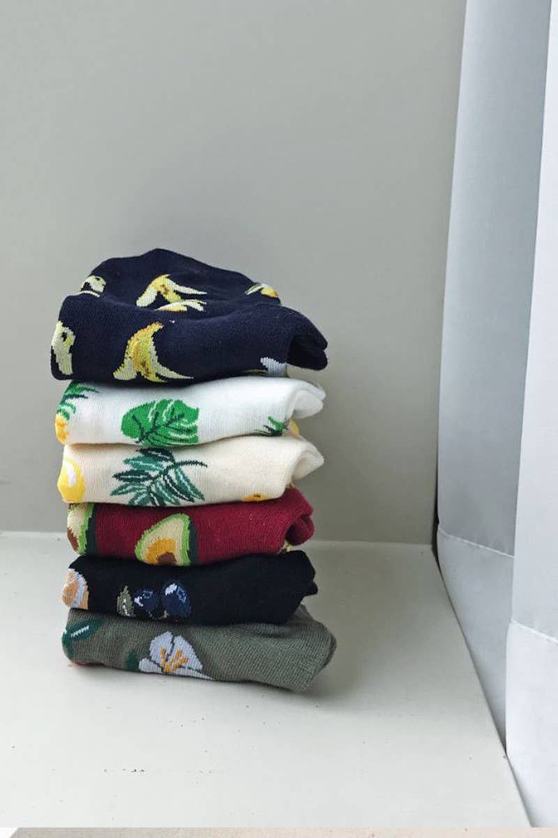 Women's Fruits Cotton Blend Crew Socks.