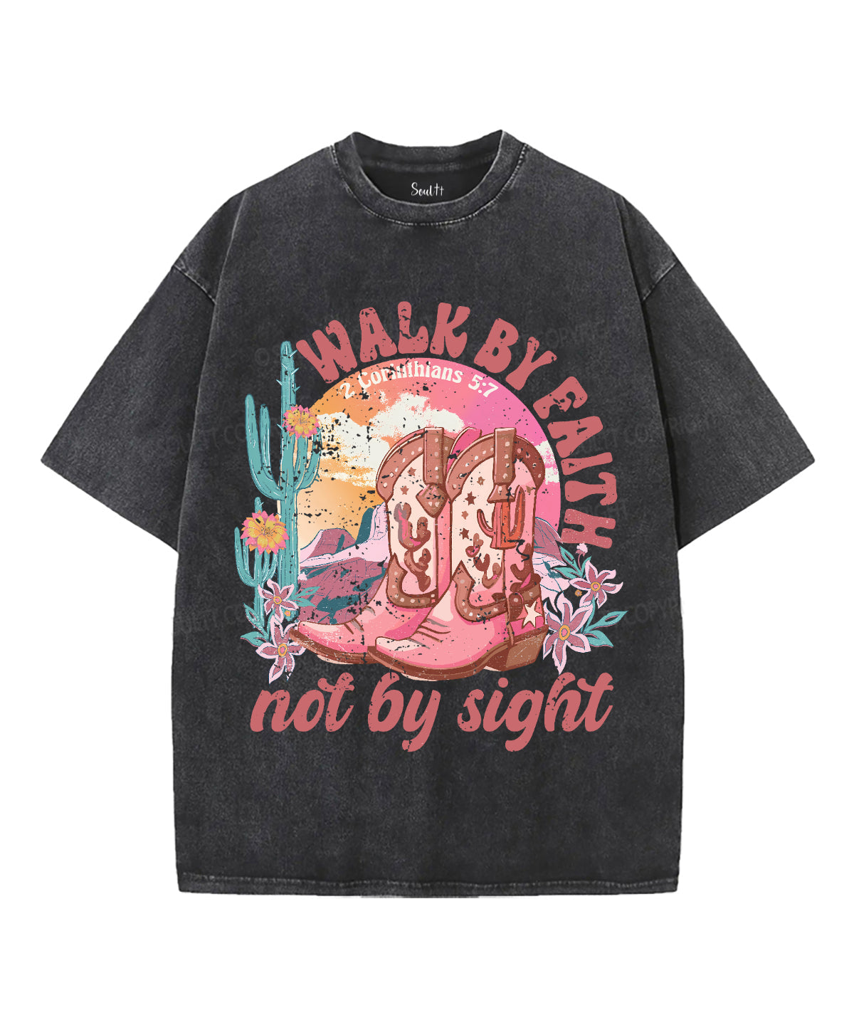Walk By Faith Unisex Washed Christian T-shirt Hoodie, Sweatshirt | CiraTrend.com (Image 2)