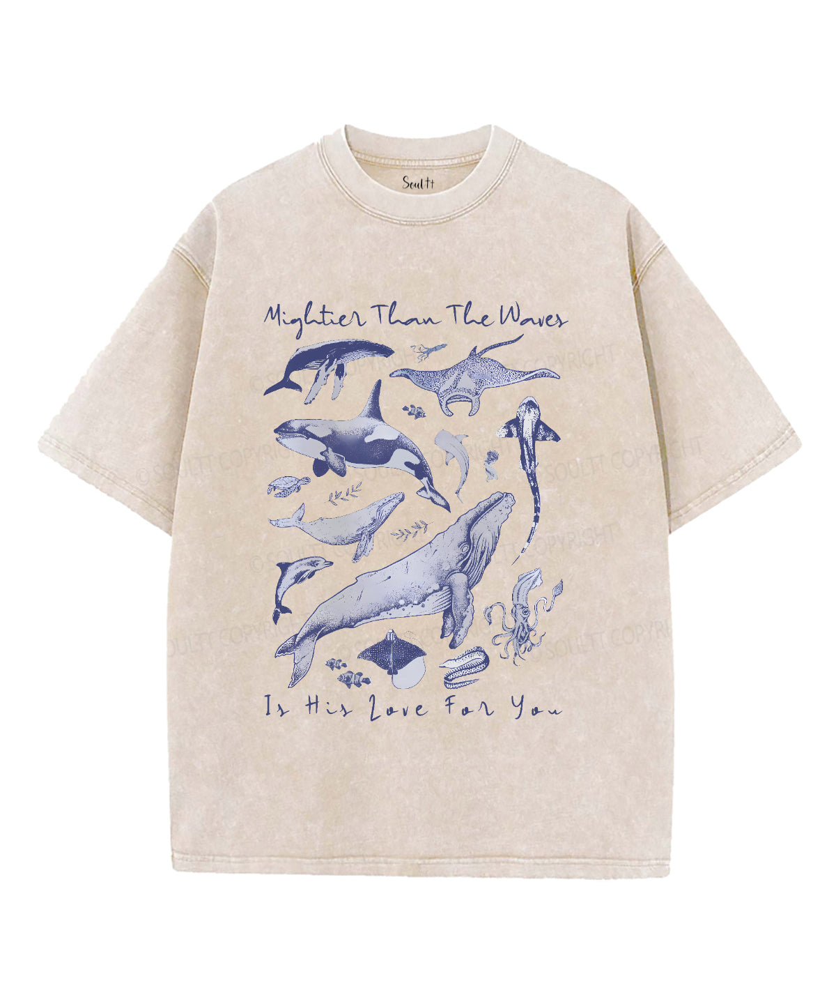 Mightier Than The Waves Unisex Washed Christian T-shirt Style004 Hoodie, Sweatshirt | CiraTrend.com (Image 4)