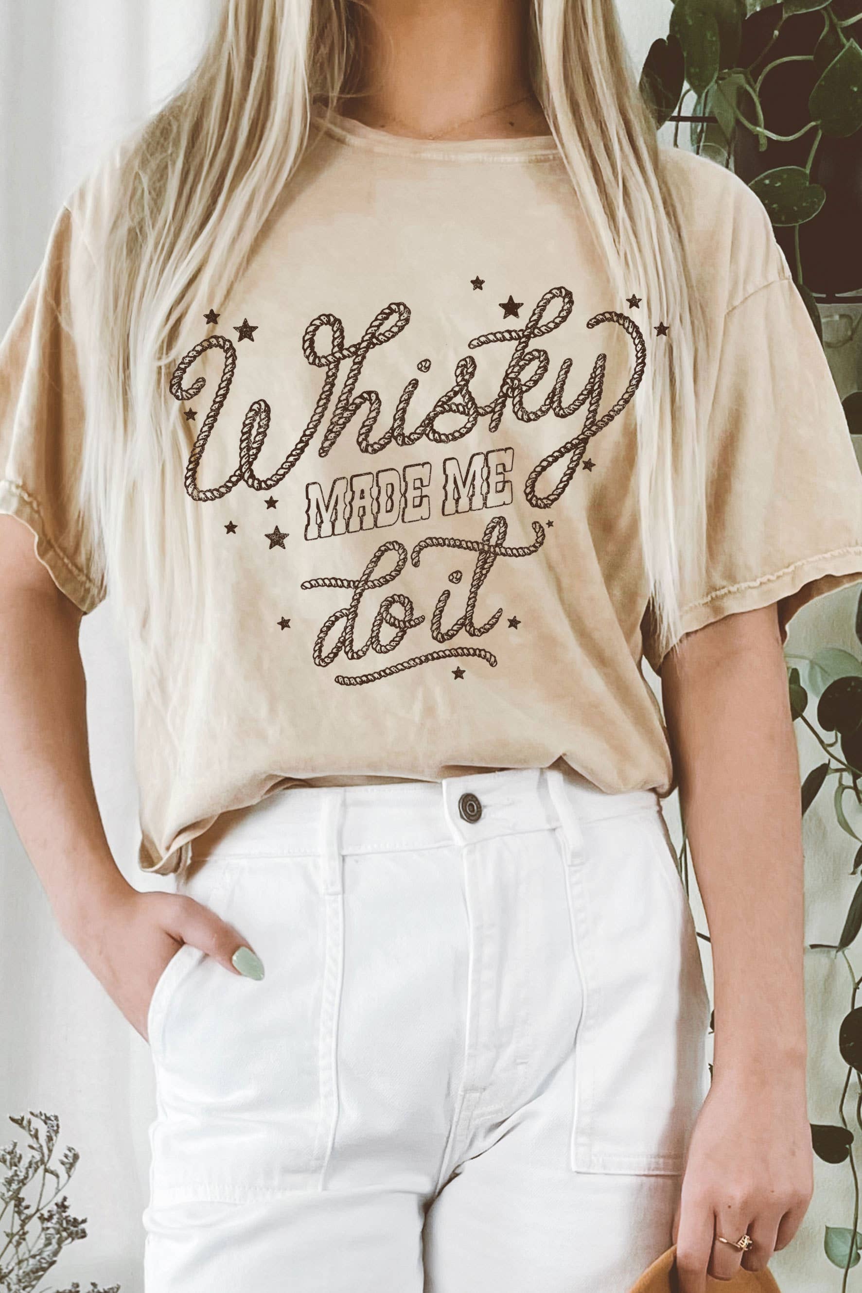 Whisky Made Me Do It Mineral Graphic Long Crop Top