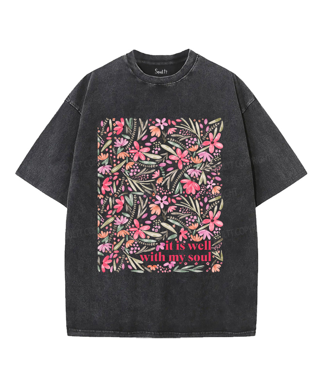 It Is Well With My Soul Unisex Washed Christian T-shirt Style015 Hoodie, Sweatshirt | CiraTrend.com (Image 1)