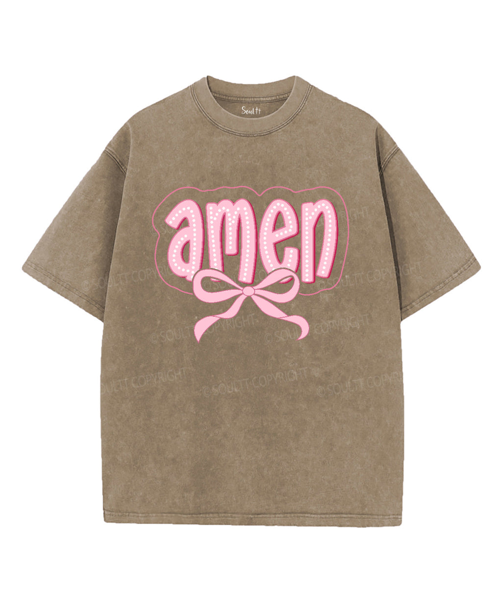 Amen Bow Unisex Washed Christian T-shirt Hoodie, Sweatshirt | CiraTrend.com (Image 5)