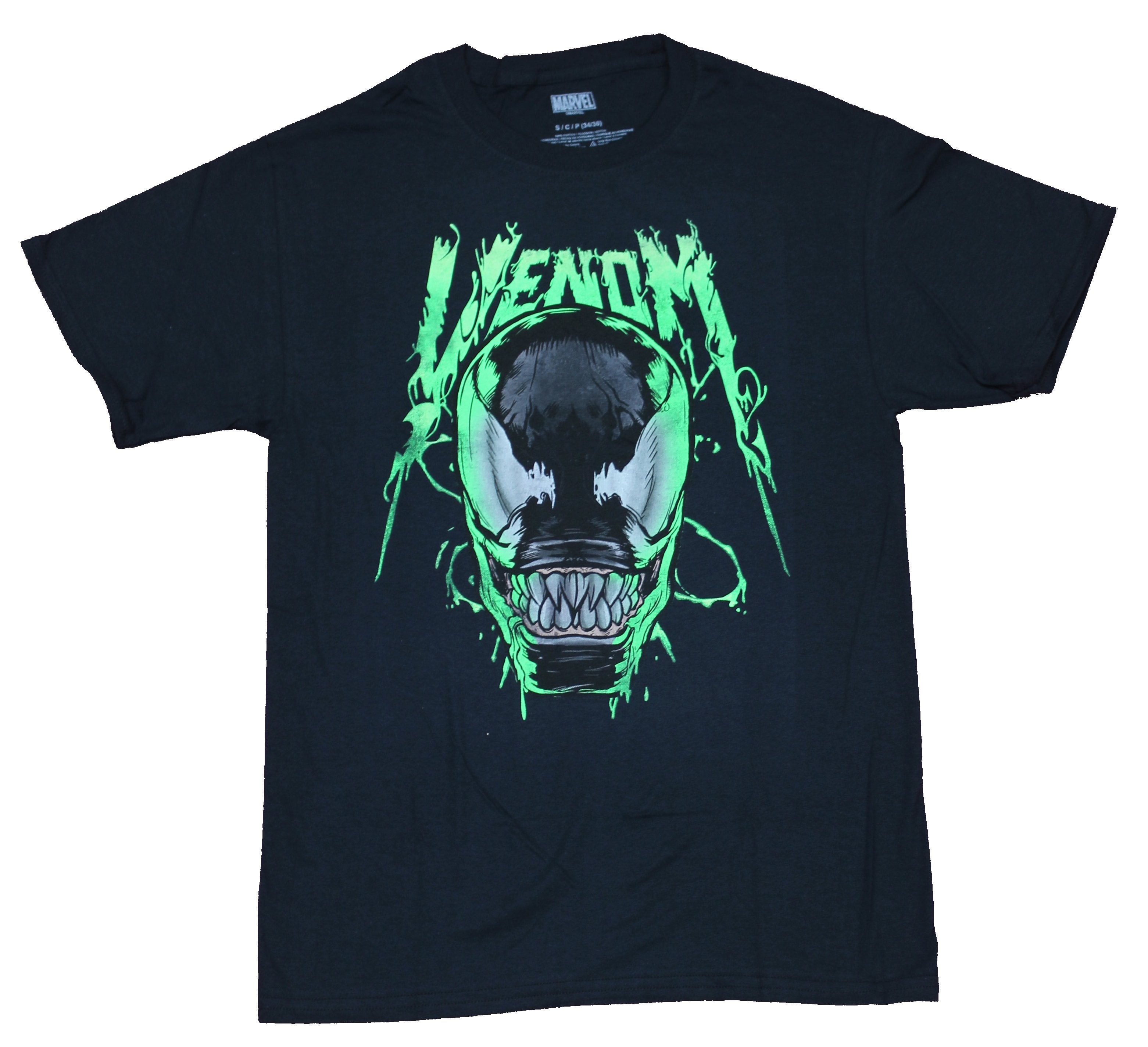 Venom Mens T-Shirt  - Venom Glow in Dark Face Under Name Image Hoodie, Sweatshirt | CiraTrend.com